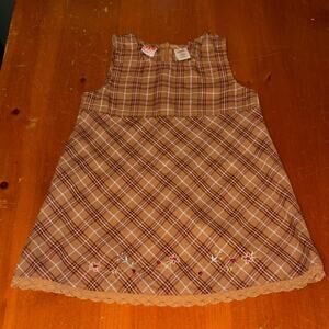Vintage McKids Dress Size 4T Brown Zip Up McDonald’s Girls Y2K